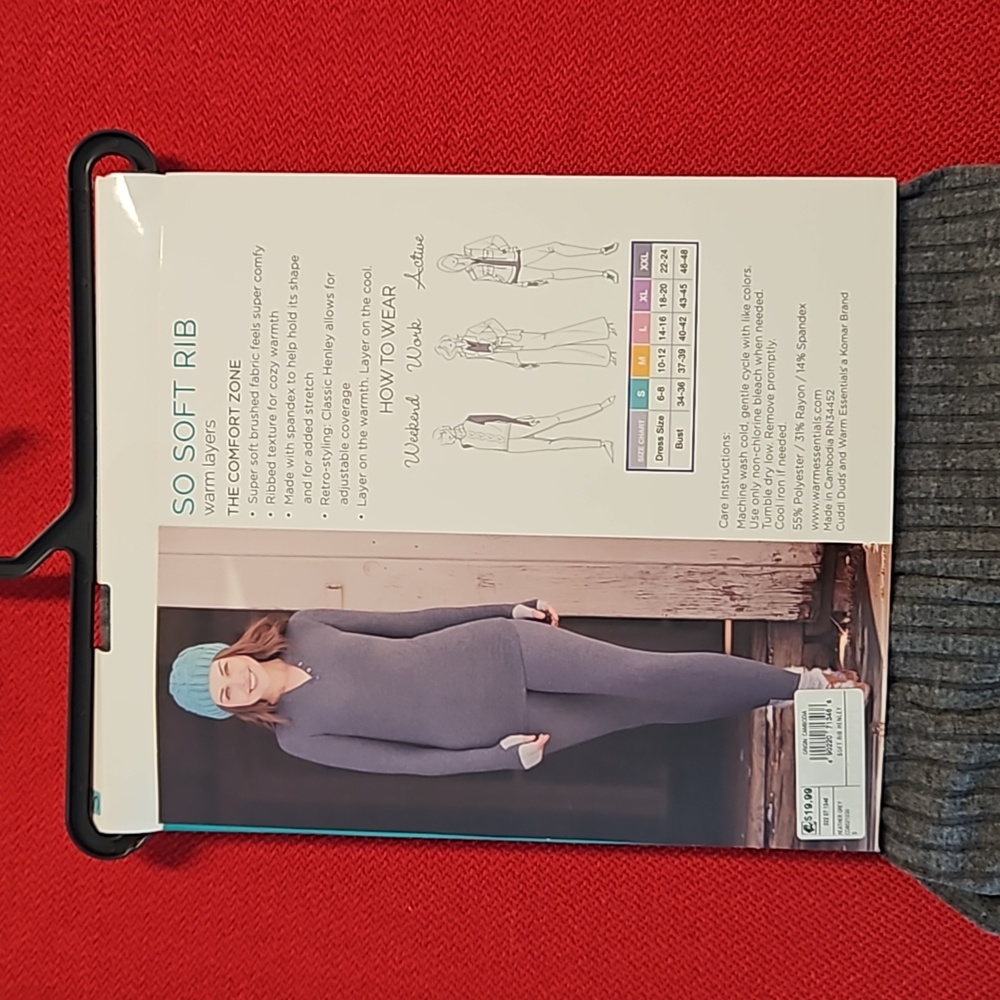 WARM ESSENTIALS Cuddlduds 6 pcs. black gray white long sleeve Sm. New + - Picture 5 of 14